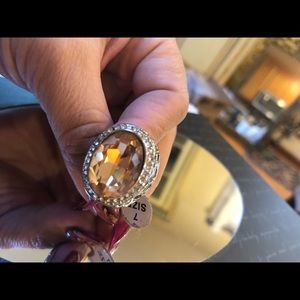 Orange sapphire color silver ring